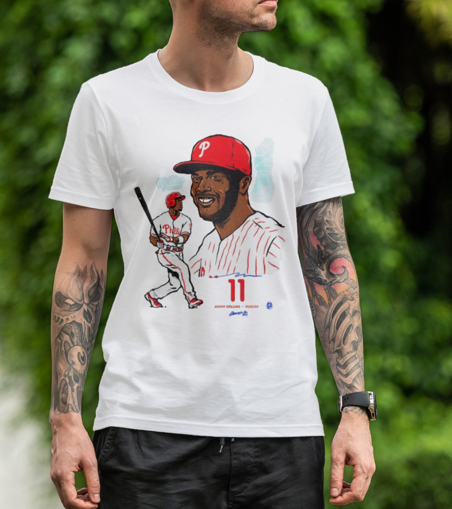 Jimmy Rollins 11 Philadelphia Phillies MLB Baseball Cartoon Phillies Player T-Shirt