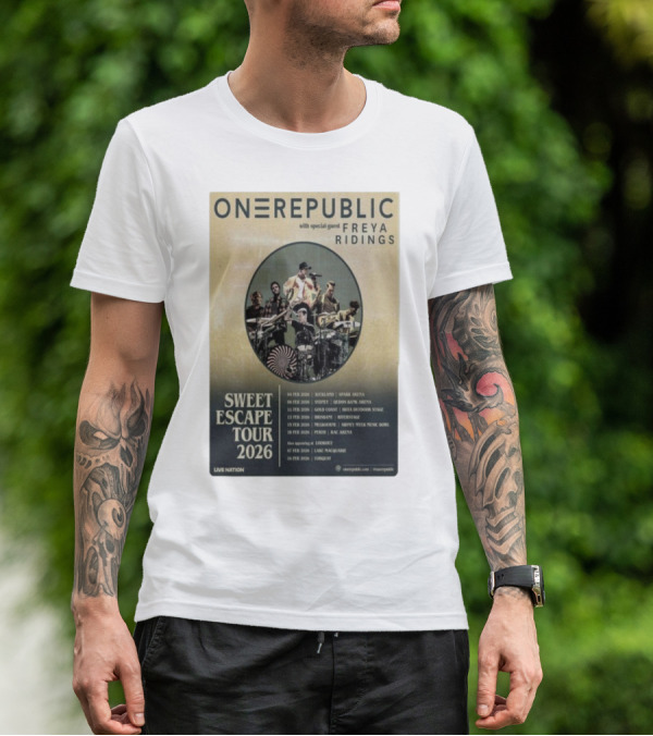 ONEREPUBLIC Sweet Escape Tour Australia New Zealand 2026 Special Guest Freya Ridings T-Shirt