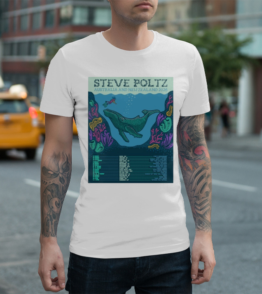 Steve Poltz Australia New Zealand Tour 2026 Concert Dates Underwater Theme T-Shirt