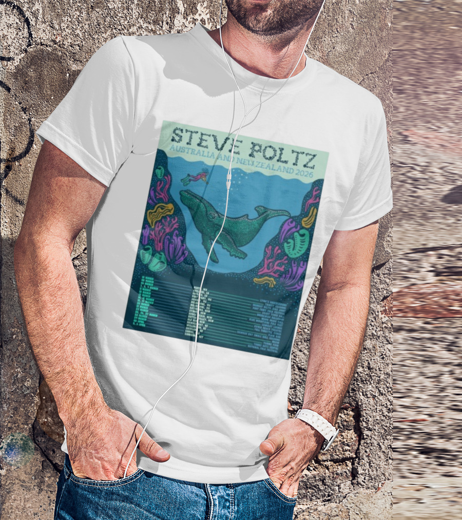 Steve Poltz Australia New Zealand Tour 2026 Concert Dates Underwater Theme T-Shirt