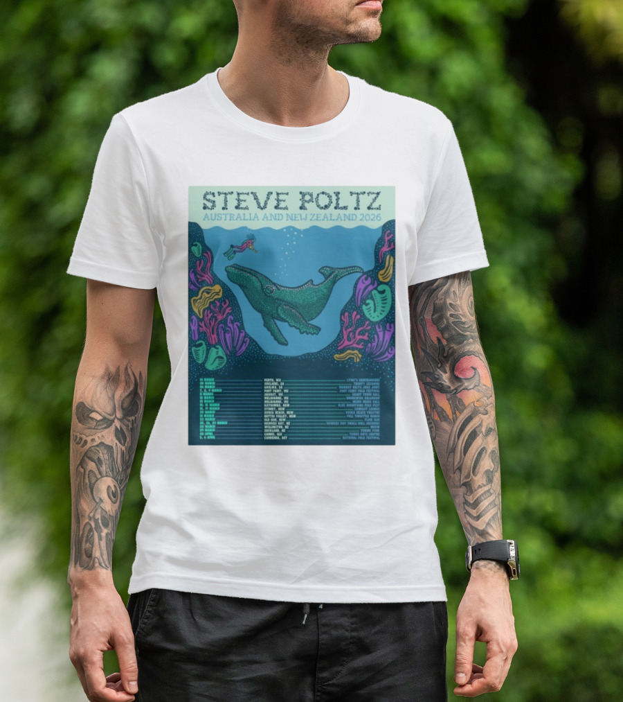 Steve Poltz Australia New Zealand Tour 2026 Concert Dates Underwater Theme T-Shirt