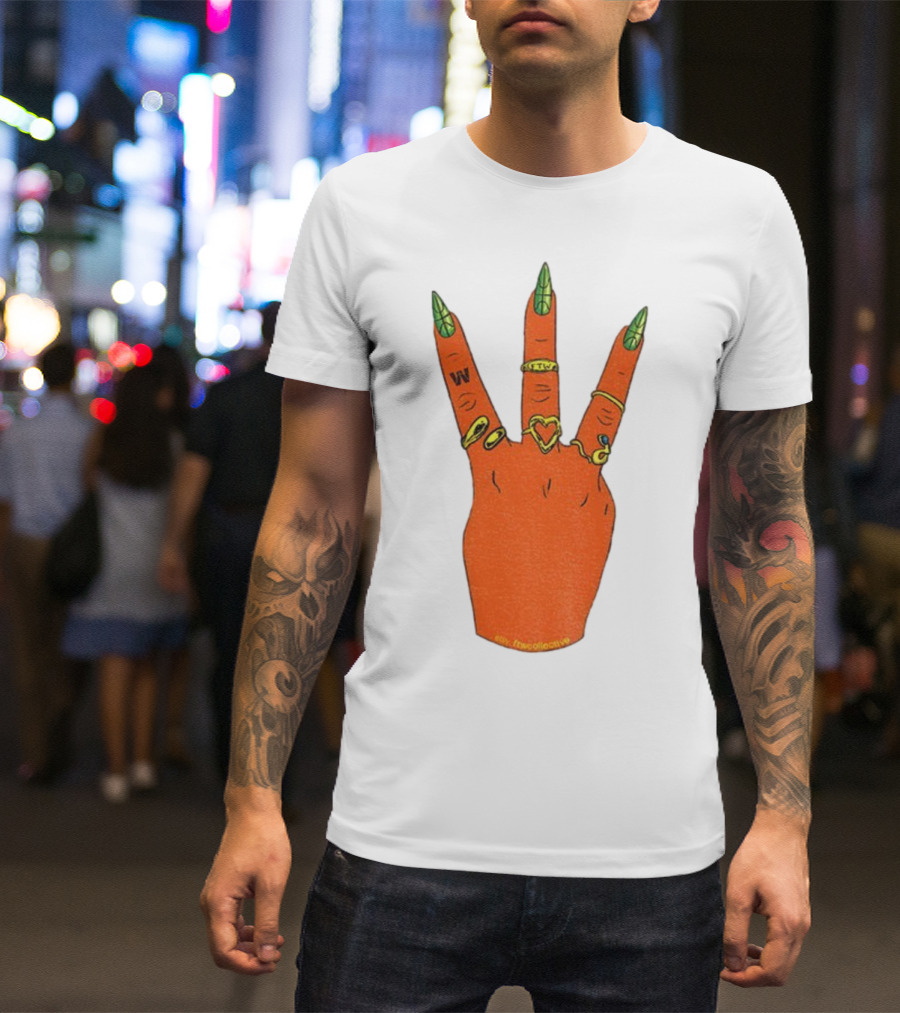 W Basketball Three Fingers Orange Hand Gesture Logo T-Shirt