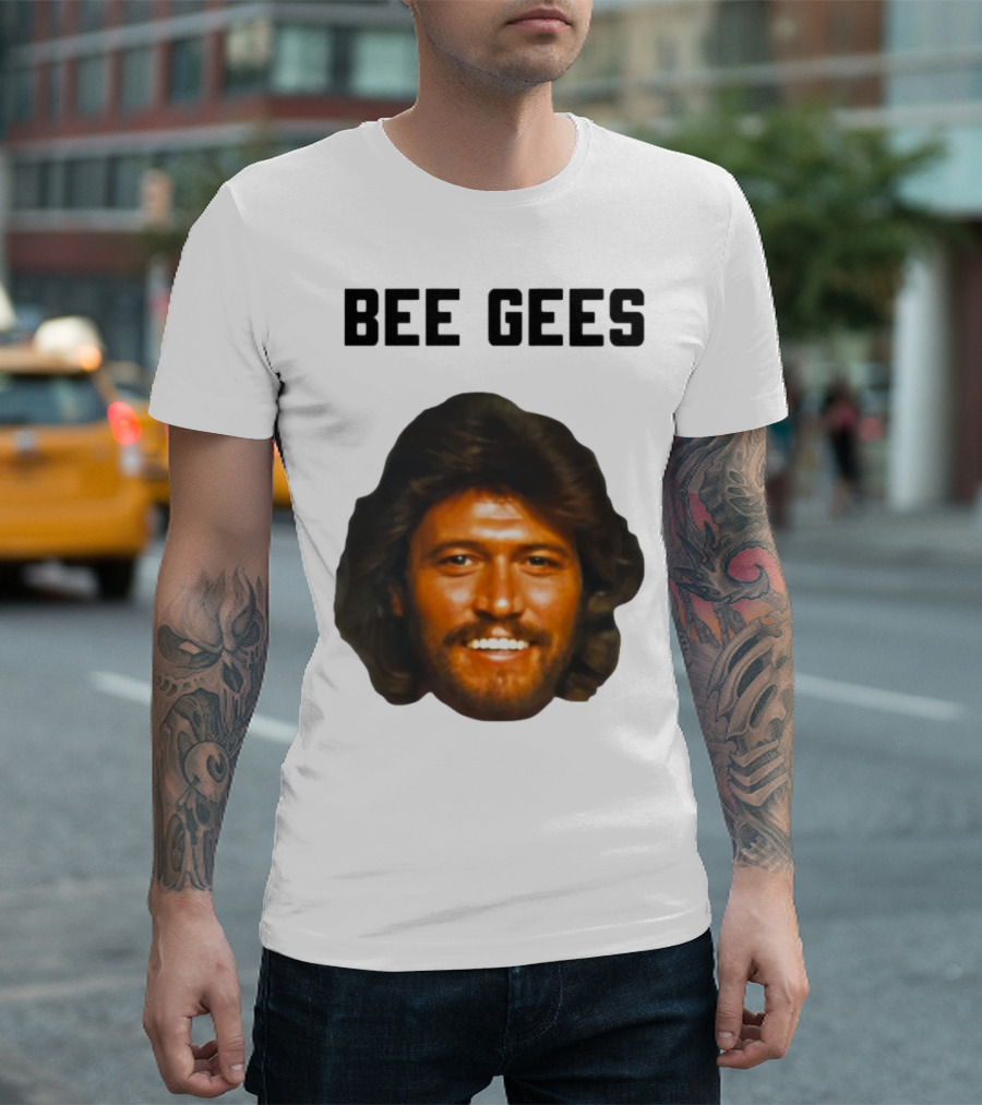 Barry Gibb Bee Gees Iconic Face Retro 70s Style T-Shirt
