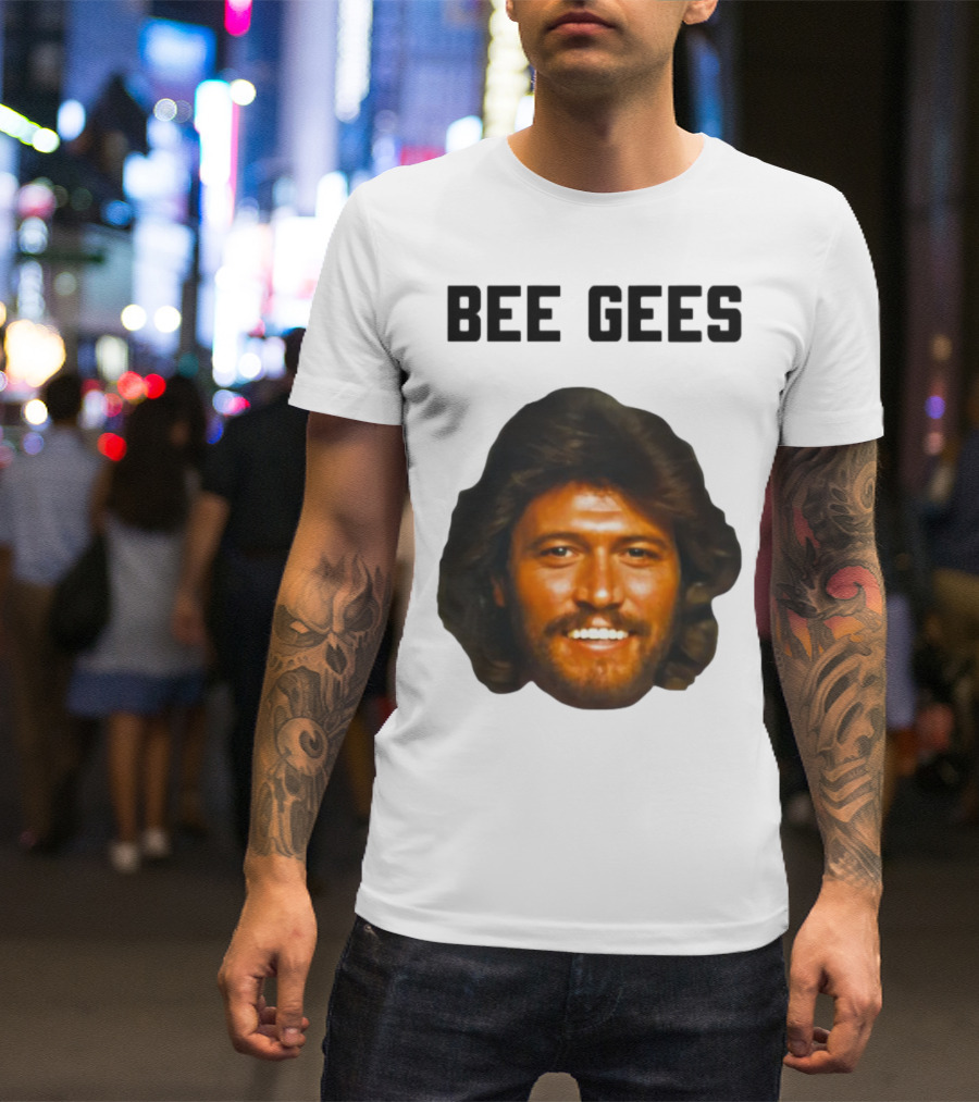 Barry Gibb Bee Gees Iconic Face Retro 70s Style T-Shirt