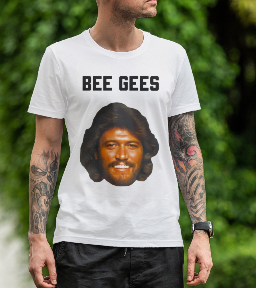Barry Gibb Bee Gees Iconic Face Retro 70s Style T-Shirt