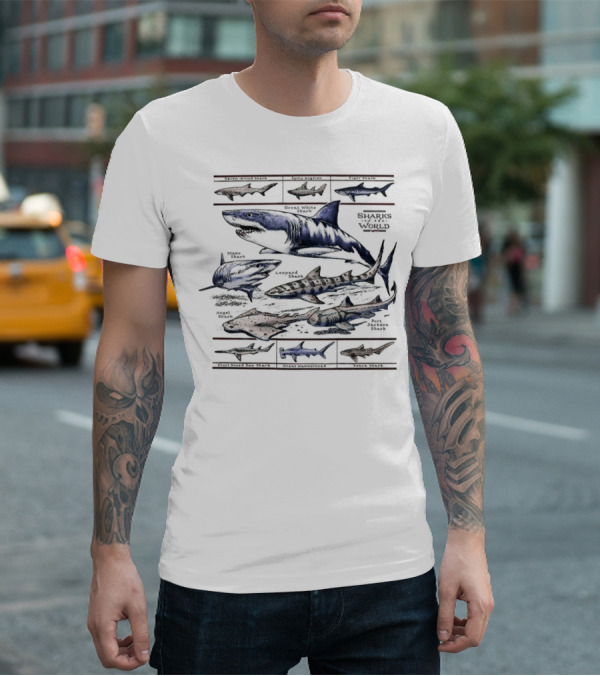 Field Guide Sharks World Marine Life Species Chart T-Shirt