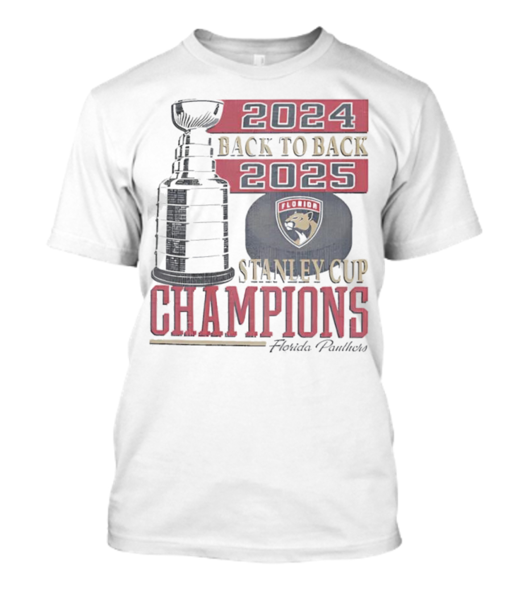 Florida Panthers 2024 2025 Back To Back Stanley Cup Champions Vintage 47 White T-Shirt
