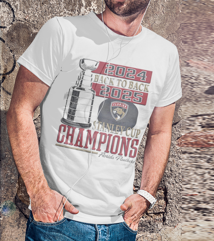 Florida Panthers 2024 2025 Back To Back Stanley Cup Champions Vintage 47 White T-Shirt