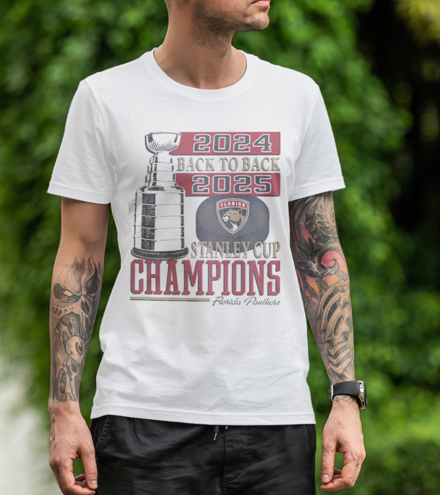 Florida Panthers 2024 2025 Back To Back Stanley Cup Champions Vintage 47 White T-Shirt