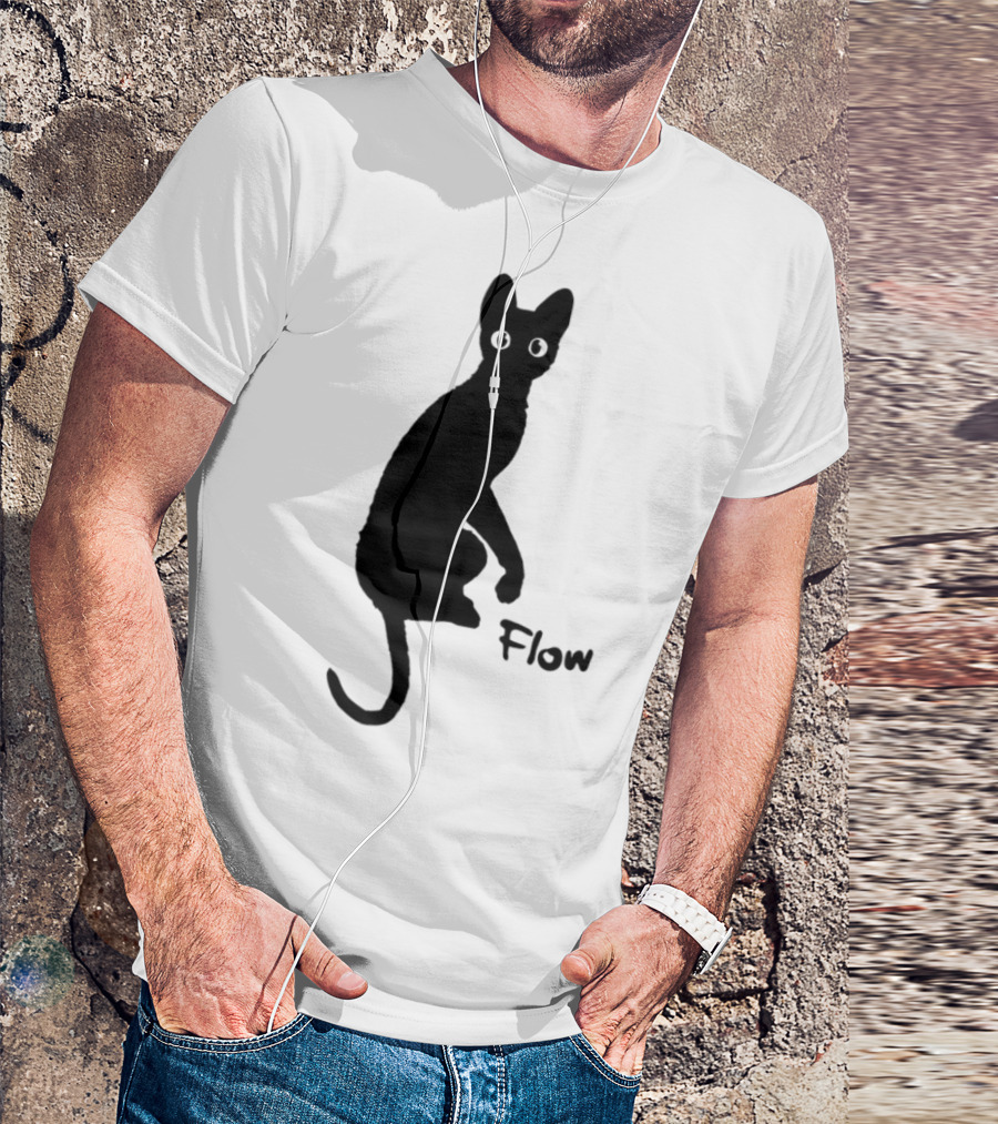 Flow Movie India Ink Cat Silhouette T-Shirt