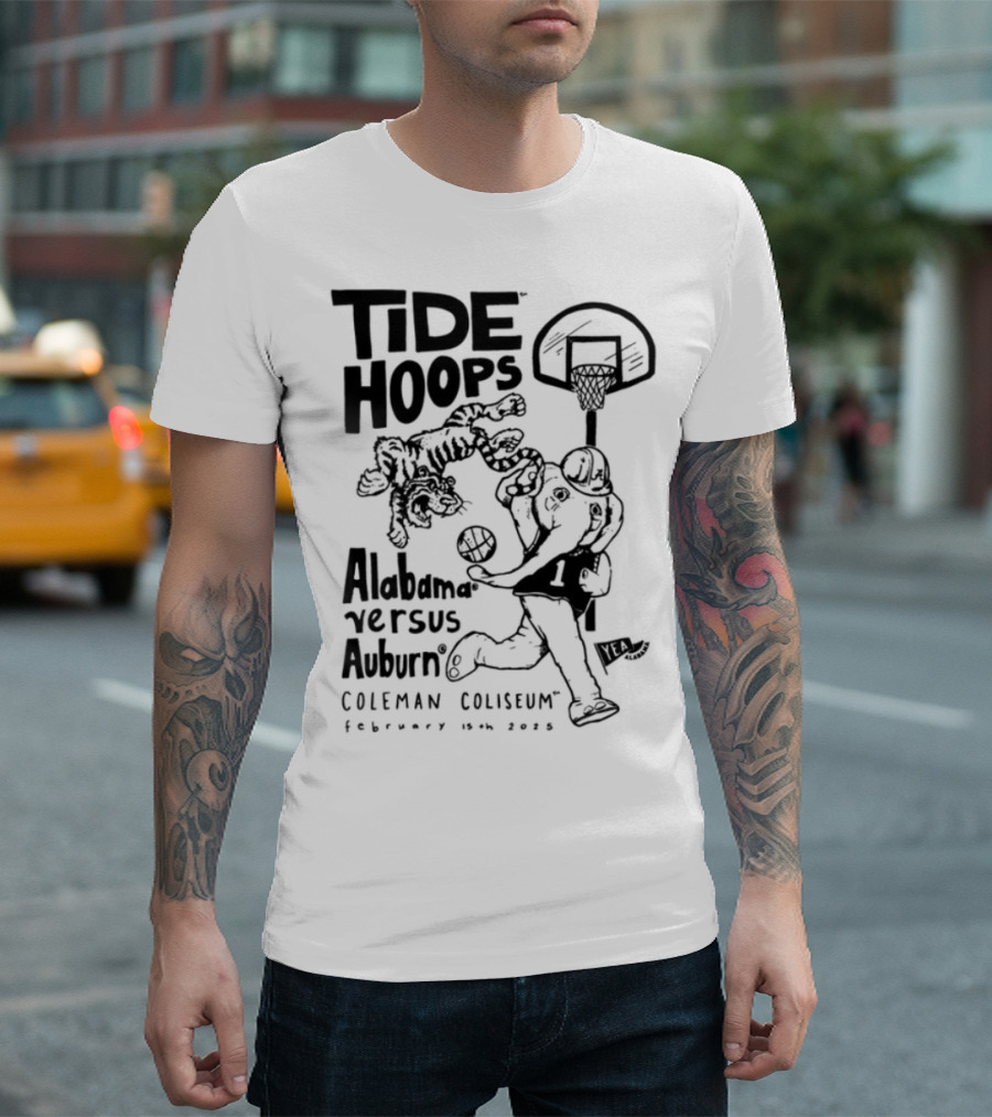Tide Hoops Alabama Versus Auburn Basketball Showdown Crimson Night T-Shirt