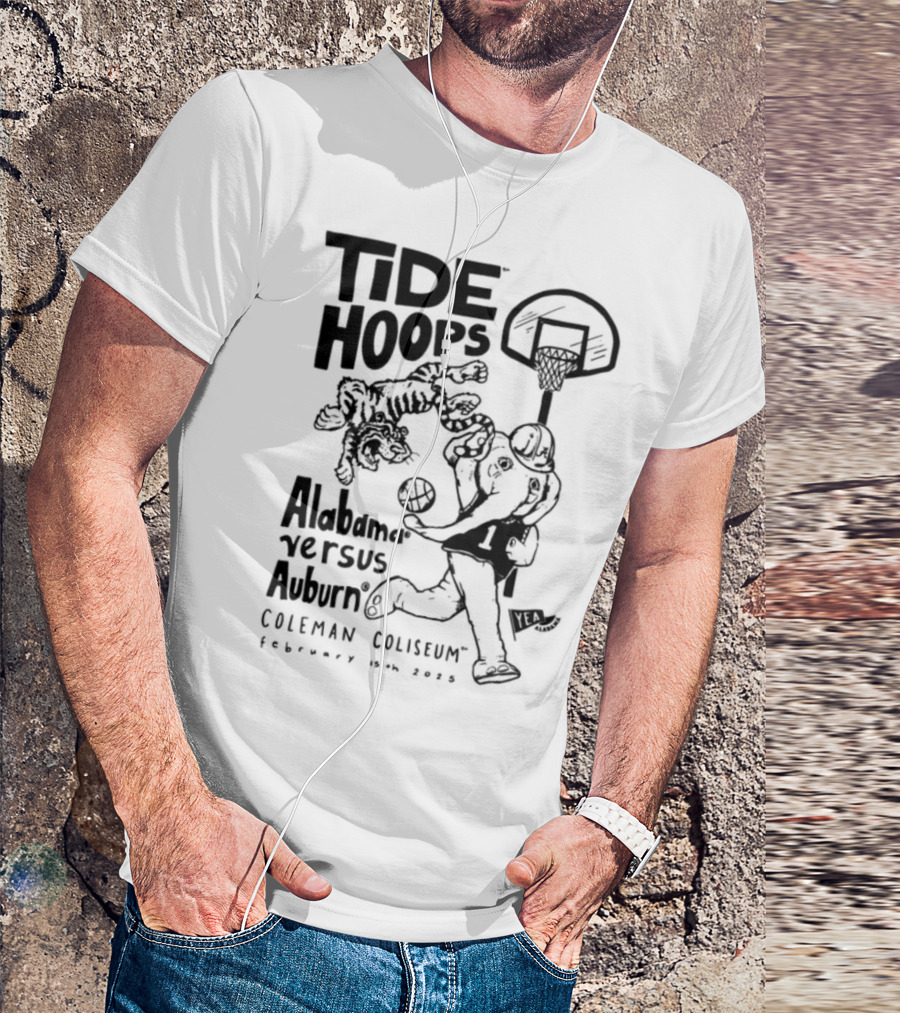 Tide Hoops Alabama Versus Auburn Basketball Showdown Crimson Night T-Shirt