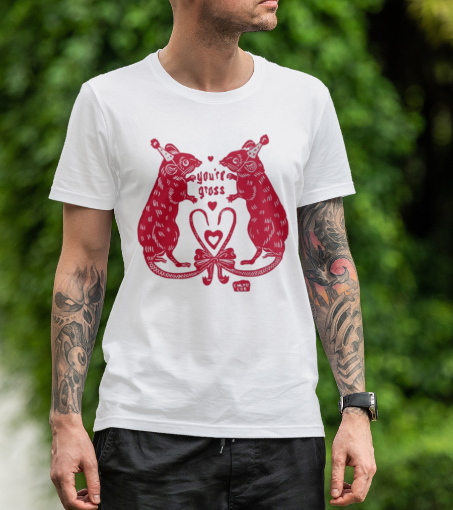 You're Gross Rats Party Hat Love Hearts T-Shirt