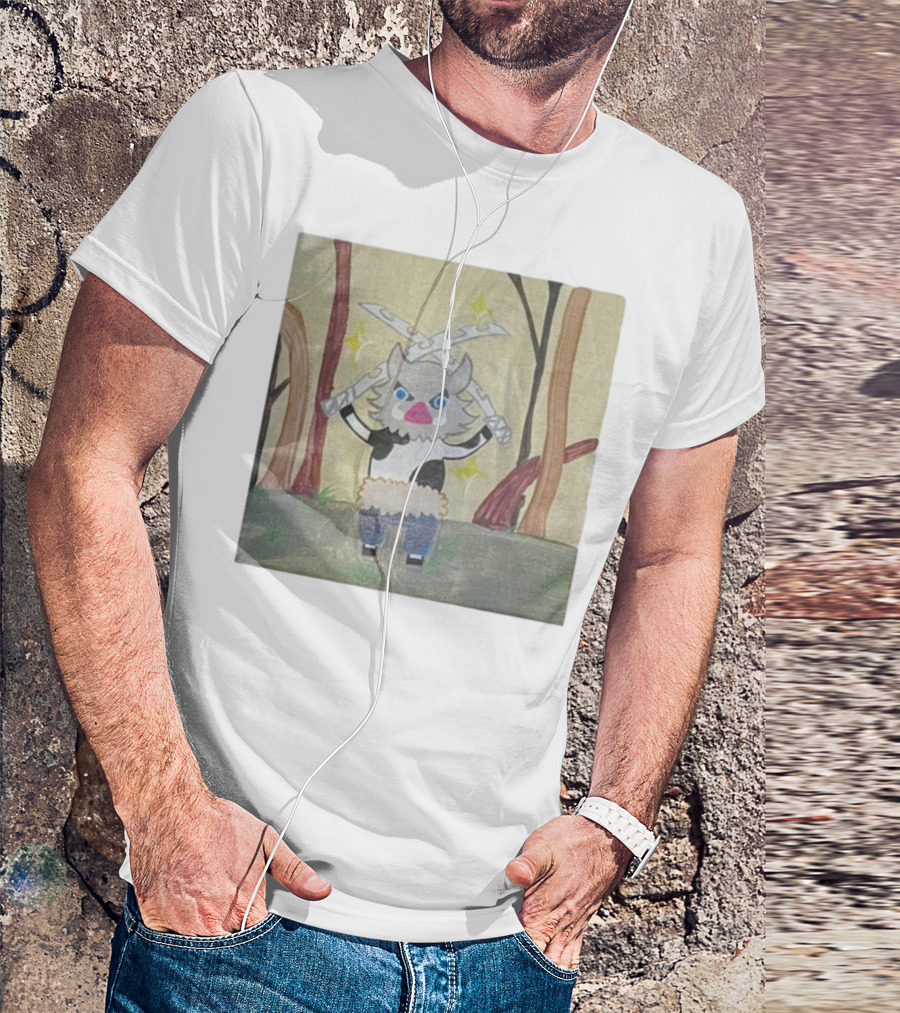 Boarbeef Inosuke Inspired Drawing Two Swords Forest Background T-Shirt