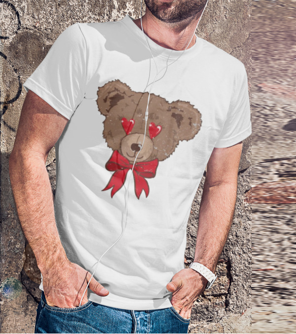 I Love You Beary Much Heart Eyes Teddy Bear Red Bow T-Shirt