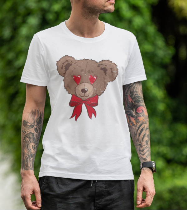 I Love You Beary Much Heart Eyes Teddy Bear Red Bow T-Shirt