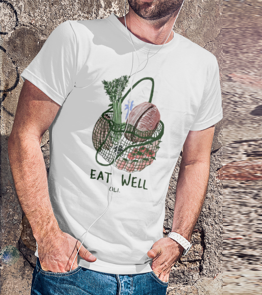 Eat Well Oli Vegetable Basket Illustration T-Shirt