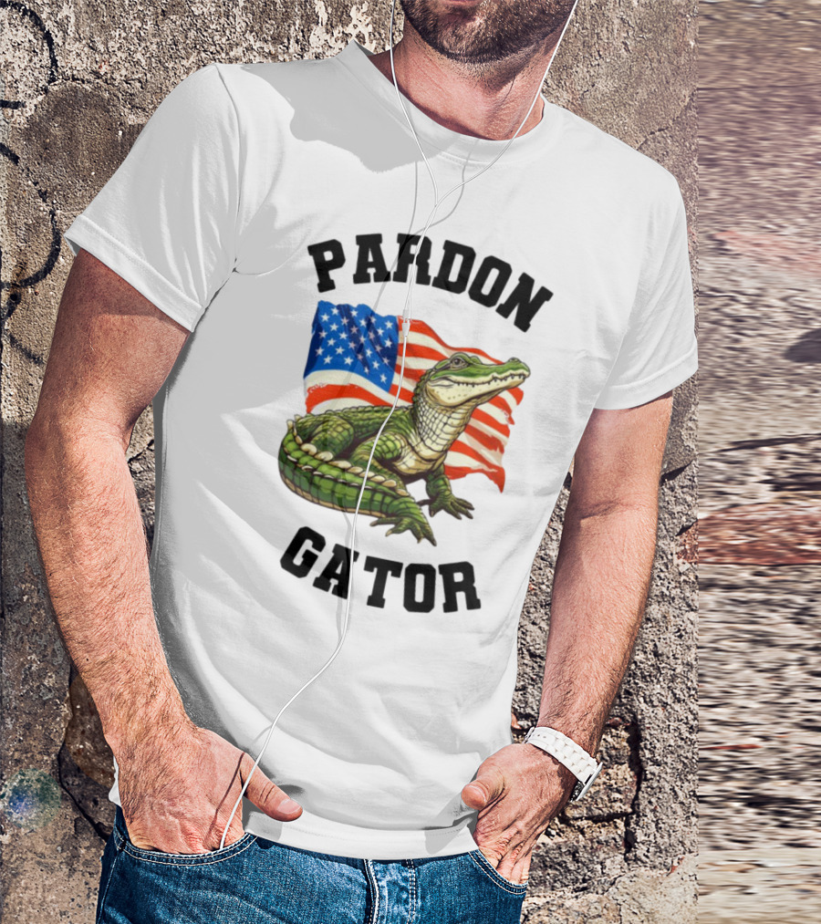 Patriotic American Flag Alligator Pardon Gator T-Shirt