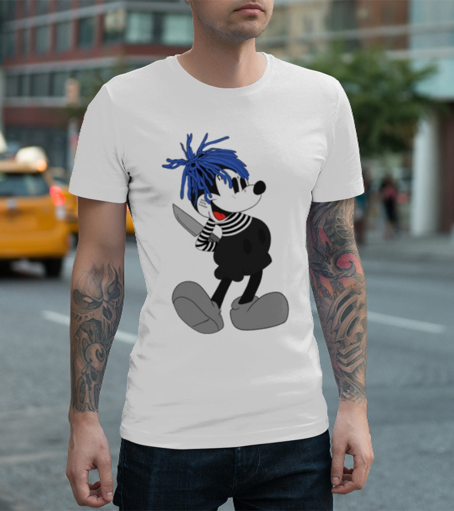 Revenge X Sad Mickey Mouse Knife Emotive Punk Mashup T-Shirt
