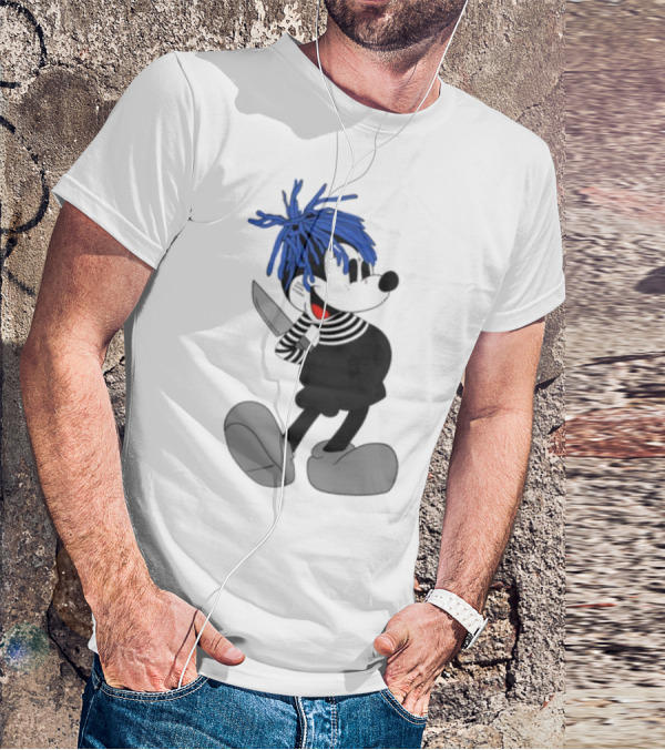 Revenge X Sad Mickey Mouse Knife Emotive Punk Mashup T-Shirt