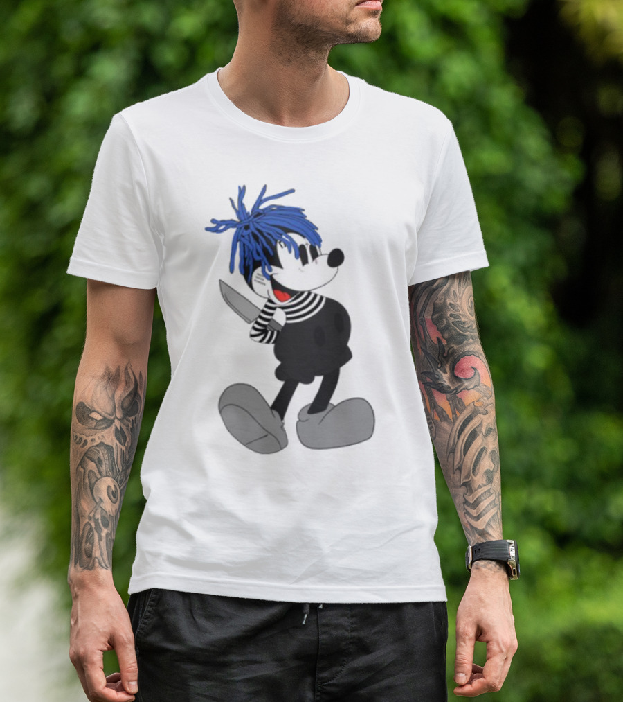 Revenge X Sad Mickey Mouse Knife Emotive Punk Mashup T-Shirt