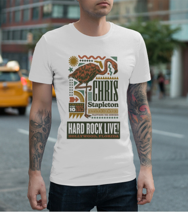 Chris Stapleton Hard Rock Live Hollywood Florida Friday 10 2025 Flamingo T-Shirt
