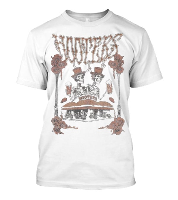 Hooters Skeletons With Top Hats And Beers Roses T-Shirt