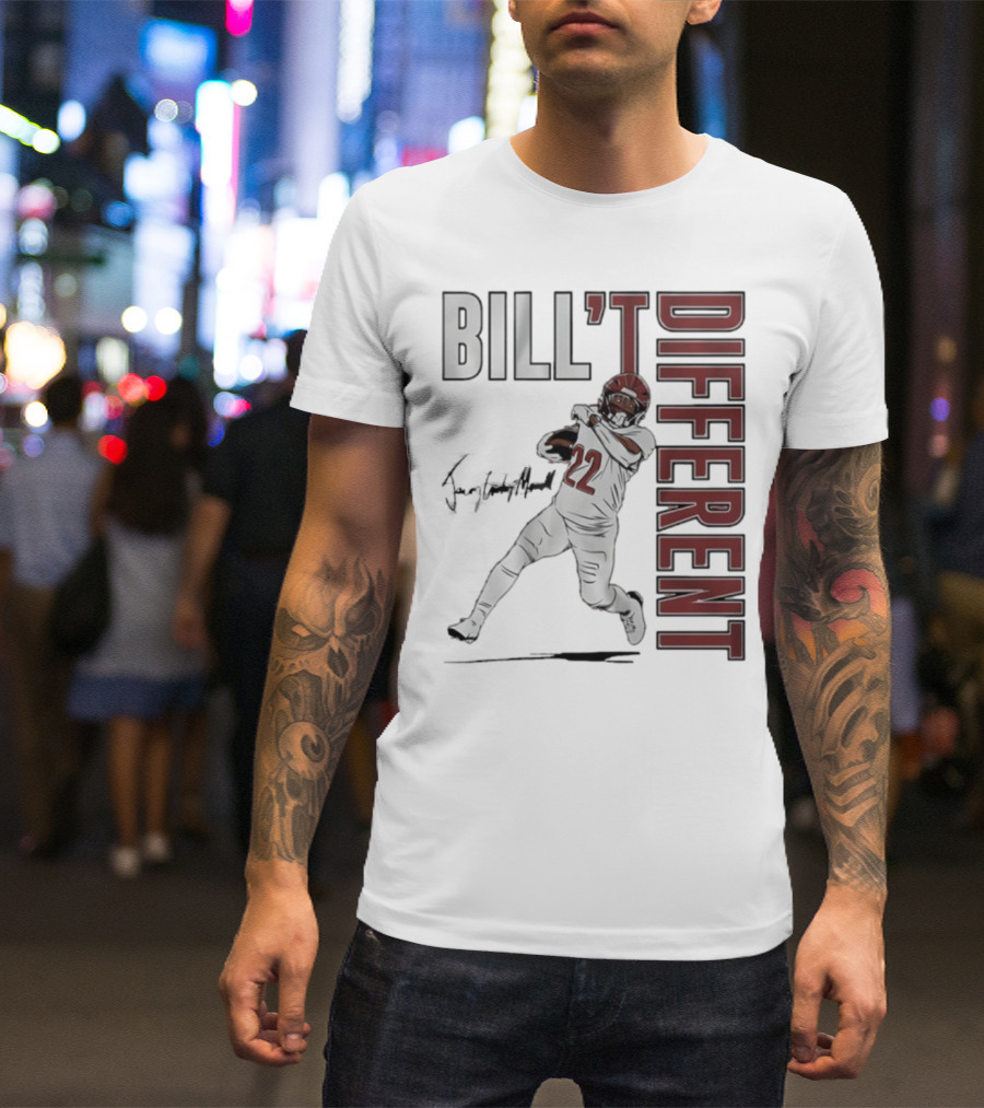 Jacory Croskey-Merritt Bill’t Different Number 22 Football Signature T-Shirt