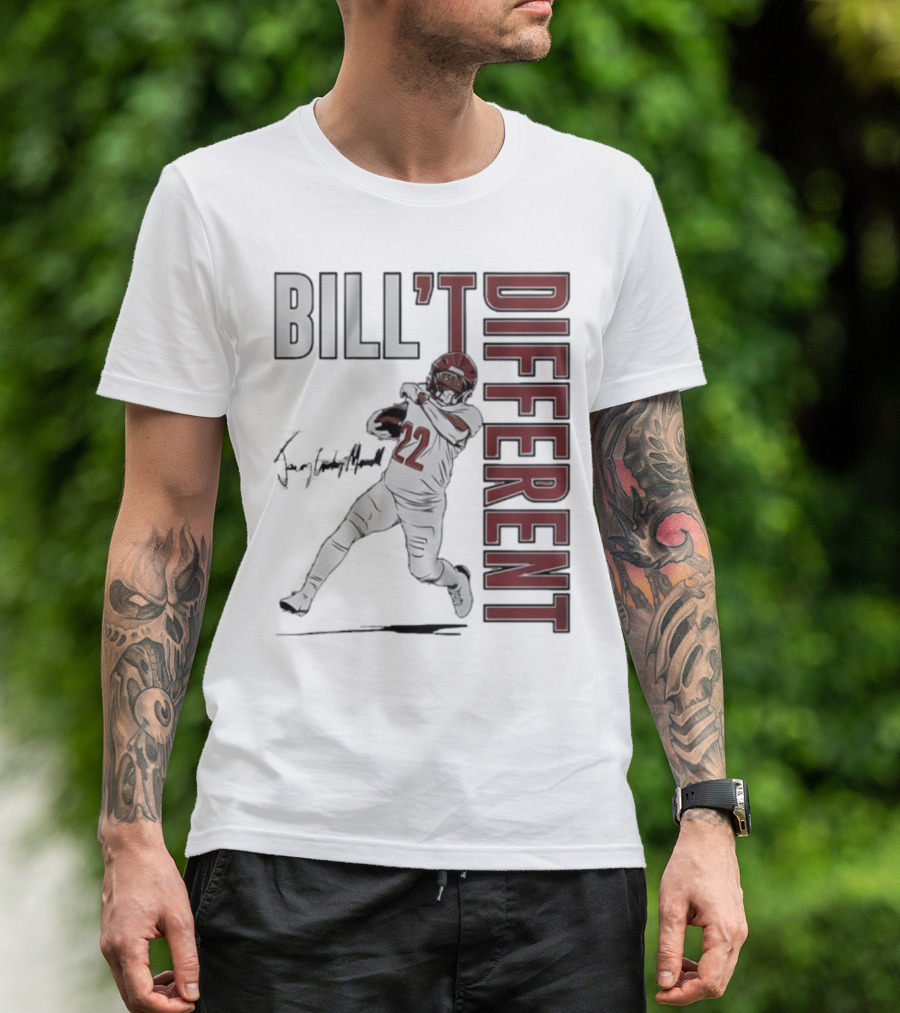 Jacory Croskey-Merritt Bill’t Different Number 22 Football Signature T-Shirt