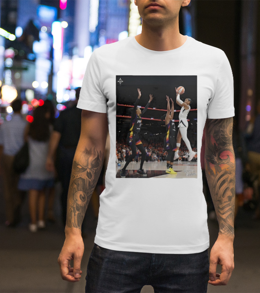Las Vegas Aces Hang It In The Louvre Basketball Action Shot T-Shirt