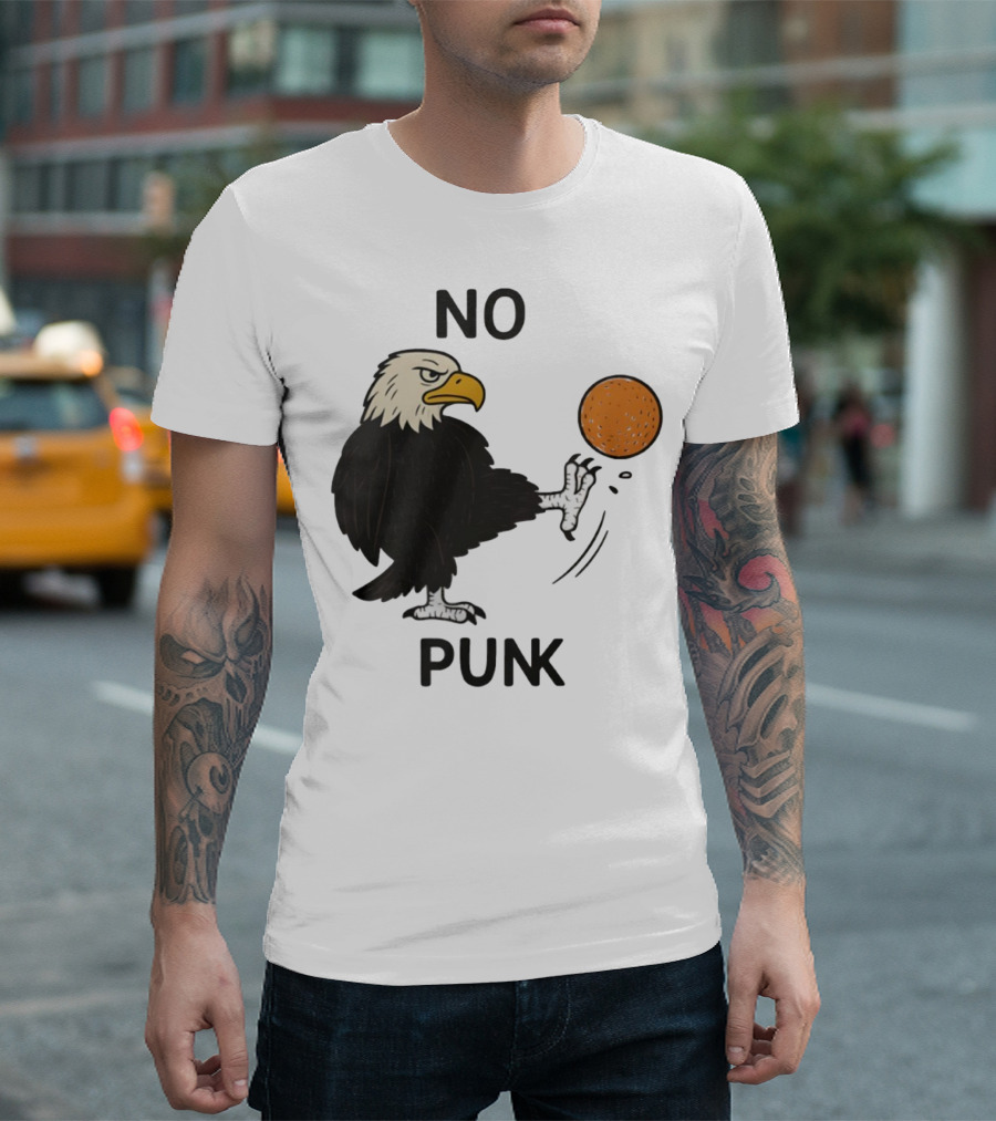 Bald Eagle Kicking Orange Ball No Punk T-Shirt