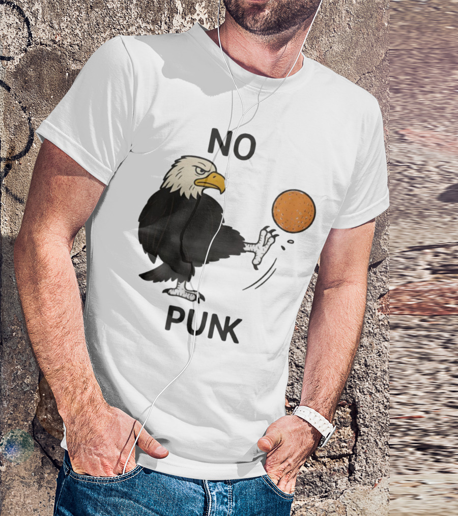 Bald Eagle Kicking Orange Ball No Punk T-Shirt