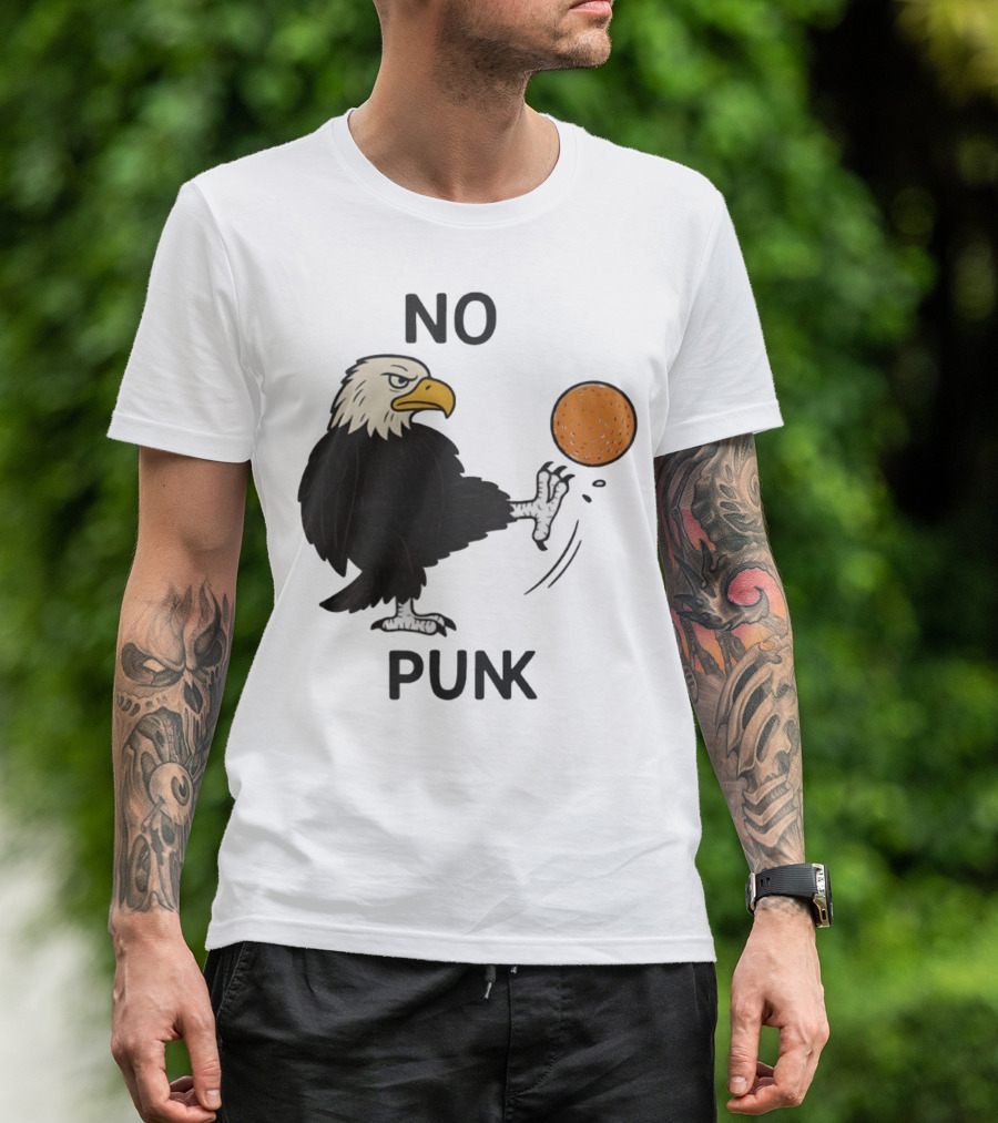 Bald Eagle Kicking Orange Ball No Punk T-Shirt