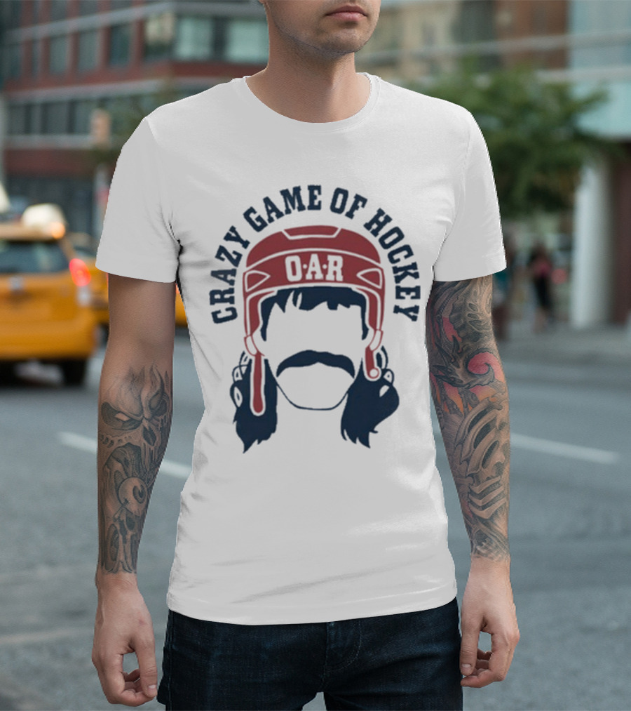 OAR Crazy Game Of Hockey Helmet Retro Style T-Shirt