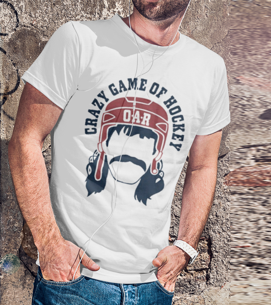 OAR Crazy Game Of Hockey Helmet Retro Style T-Shirt