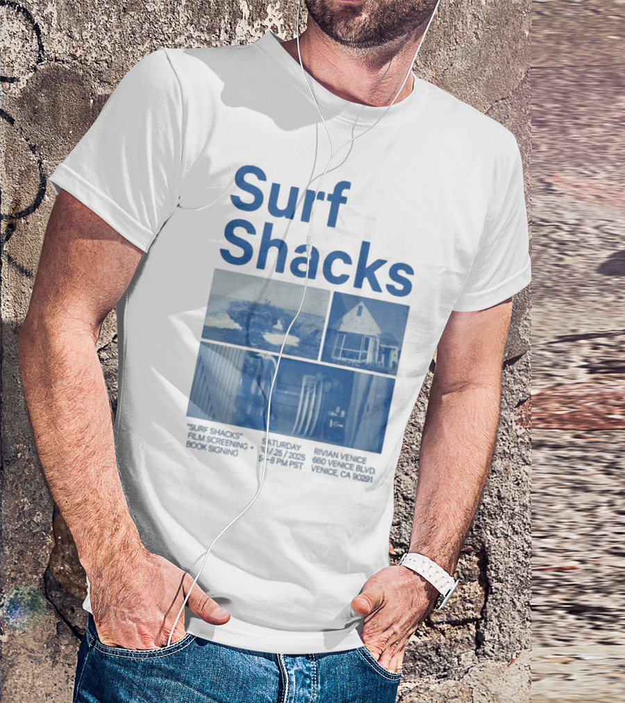 Surf Shacks Oct 25 2025 Venice CA Beach Surfboards Coastal Homes T-Shirt