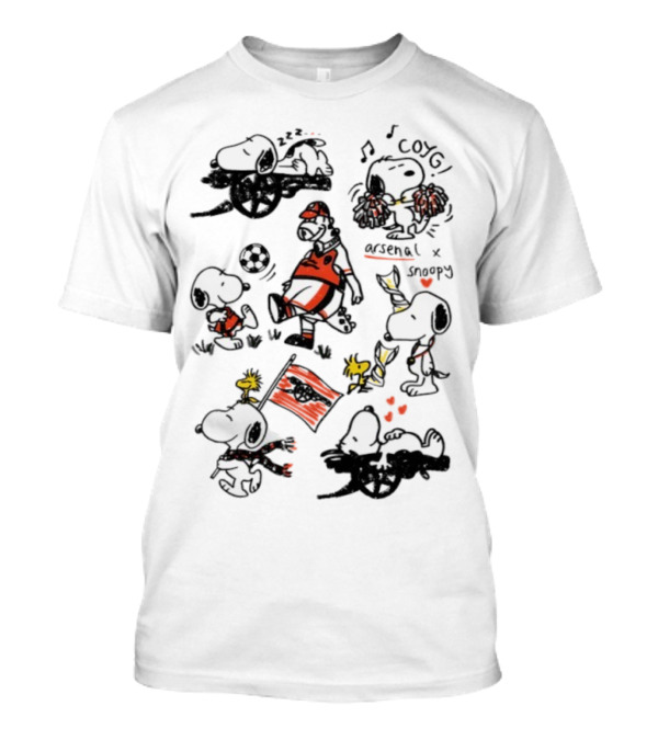 Arsenal Snoopy Football Soccer Icon Collaboration T-Shirt