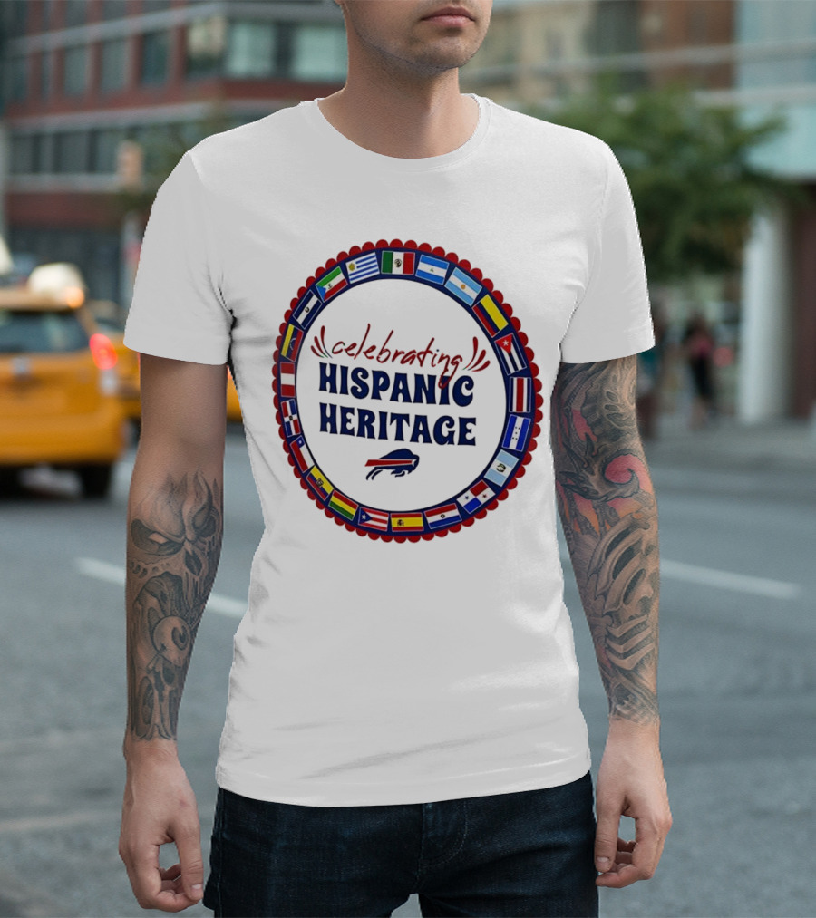 Celebrating Hispanic Heritage Buffalo Bills Flags Circle T-Shirt