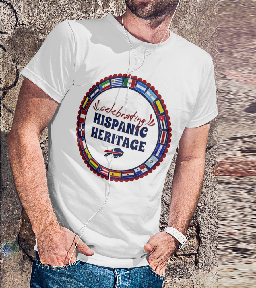 Celebrating Hispanic Heritage Buffalo Bills Flags Circle T-Shirt