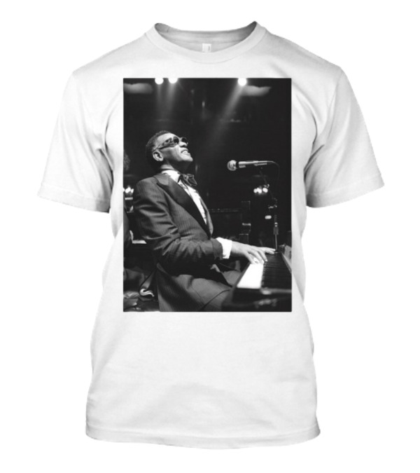 Ray Charles Live On Stage At The Piano In Black And White T-Shirt