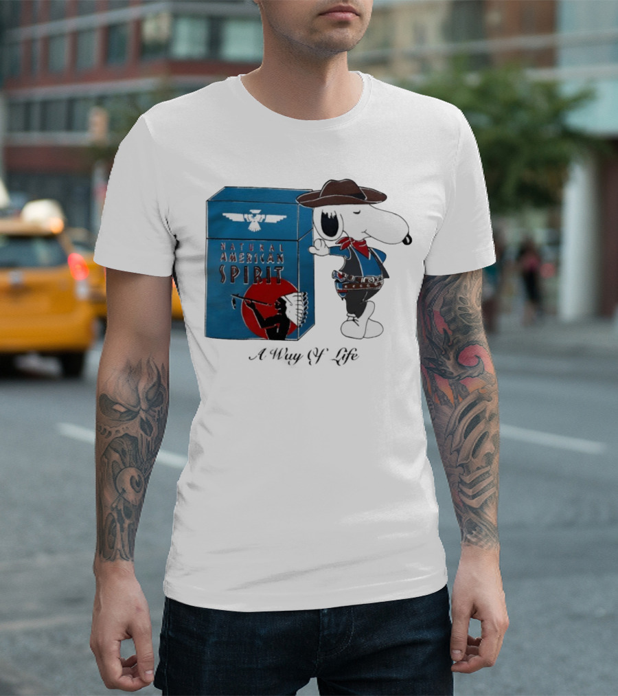 Snoopy Natural American Spirit A Way of Life Cowboy Blue T-Shirt