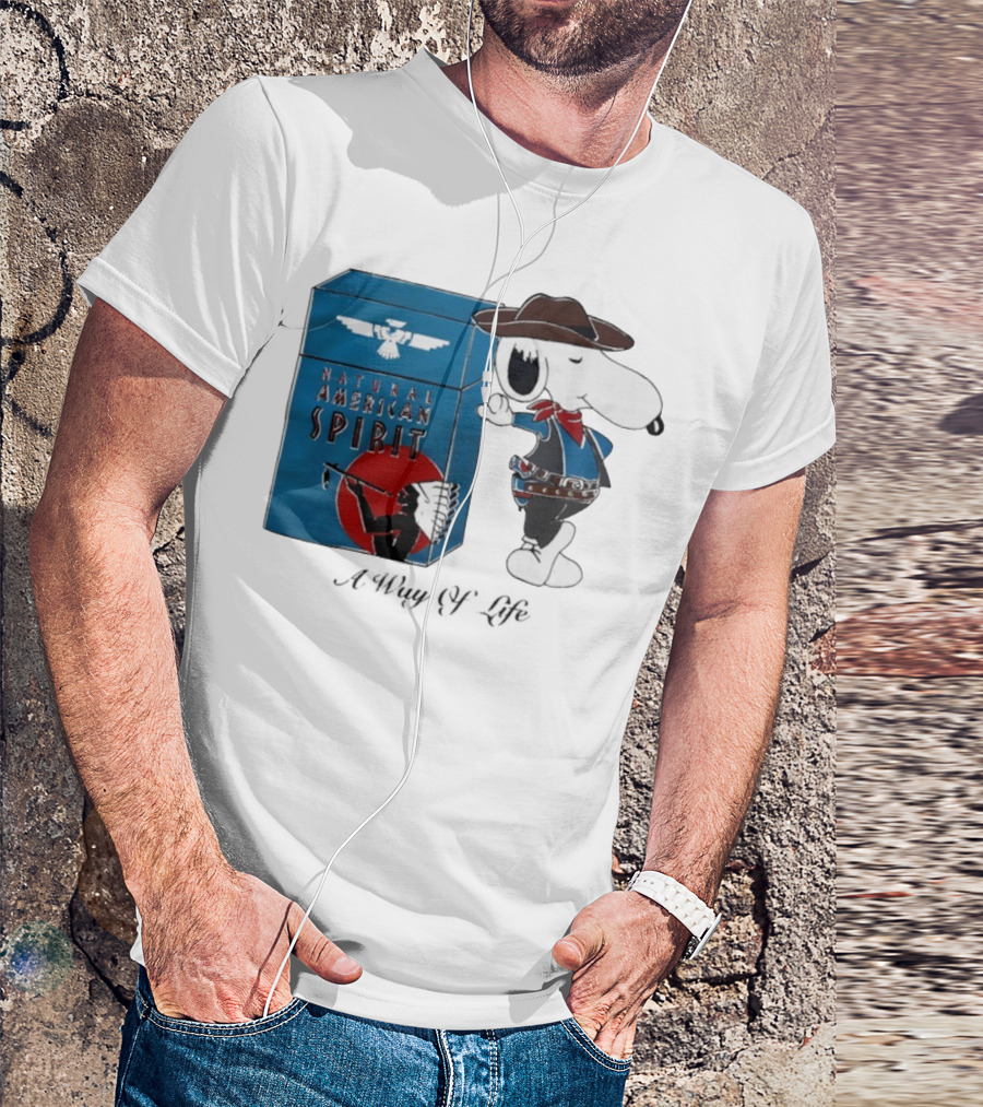Snoopy Natural American Spirit A Way Of Life Cowboy Blue T-Shirt