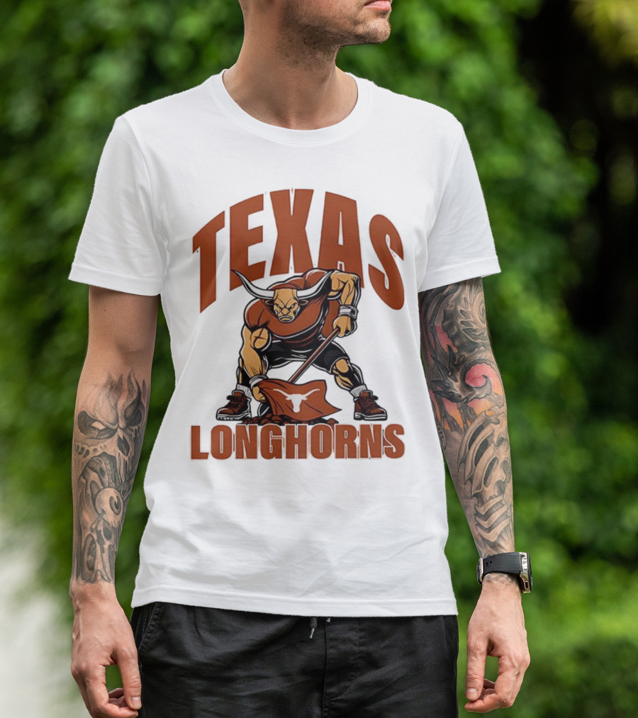 Texas Longhorns Football Youth Mascot Planting Flag T-Shirt
