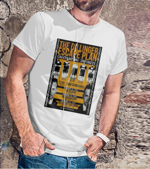 The Dillinger Escape Plan Calculating Infinity Tour December 12-14 2025 California Featuring Cynic Deaf Club Buñuel T-Shirt