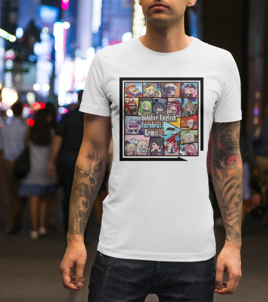 Hololive English Eurobeat Remix Album Characters Compilation T-Shirt
