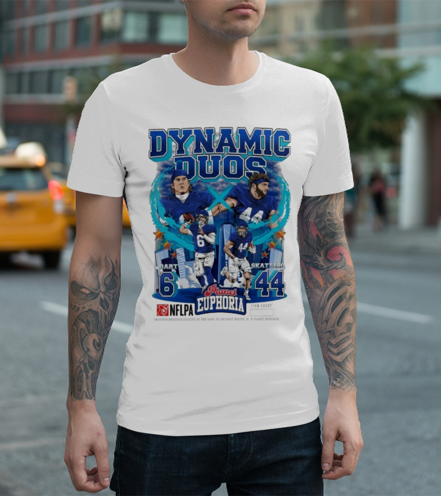 Dynamic Duos Jaxson Dart Cam Skattebo Planet Euphoria New York Giants T-Shirt