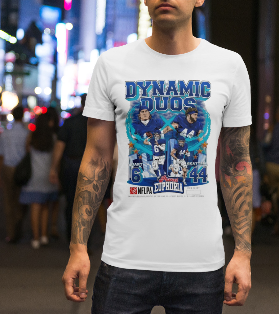 Dynamic Duos Jaxson Dart Cam Skattebo Planet Euphoria New York Giants T-Shirt