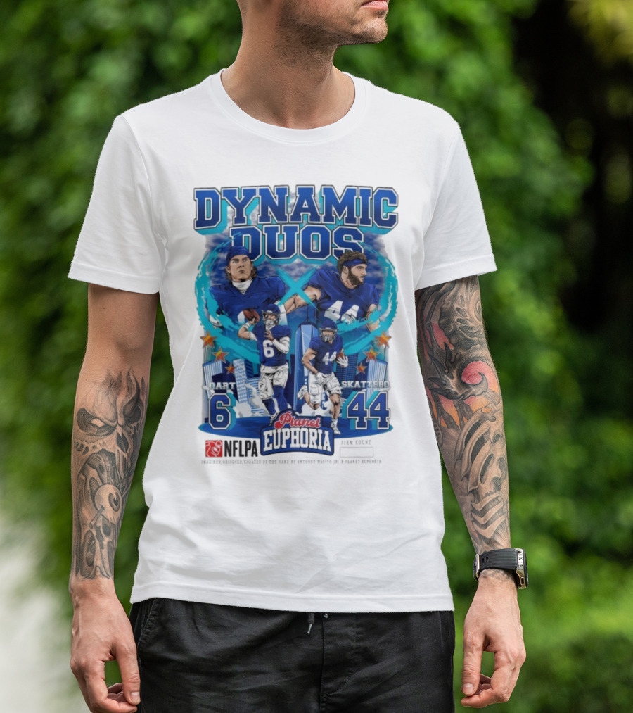Dynamic Duos Jaxson Dart Cam Skattebo Planet Euphoria New York Giants T-Shirt