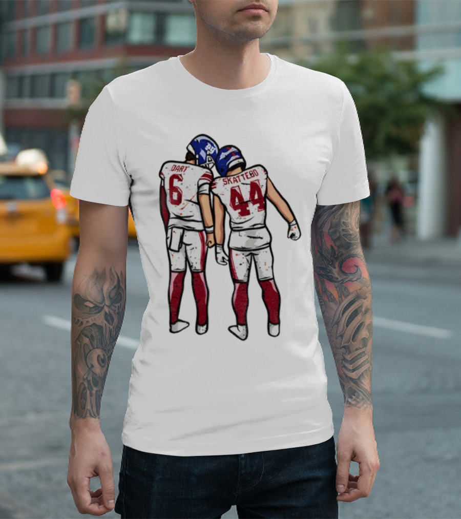 Jaxson Dart Cam Skattebo Number 6 44 New York Football Players Pose NFL Inspired T-Shirt