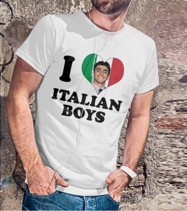 Luici Mangione I Love Italian Boys Heart Italy Flag T-Shirt